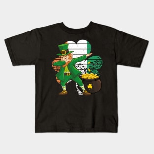 Dabbing Leprechaun St. Patricks Day Vintage Retro Clover Irish Flag Kids T-Shirt